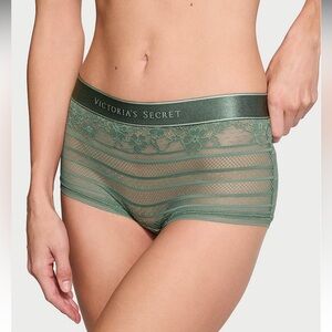 Victorias Secret Logo Lace Boyshort Panty Underwear. NWT